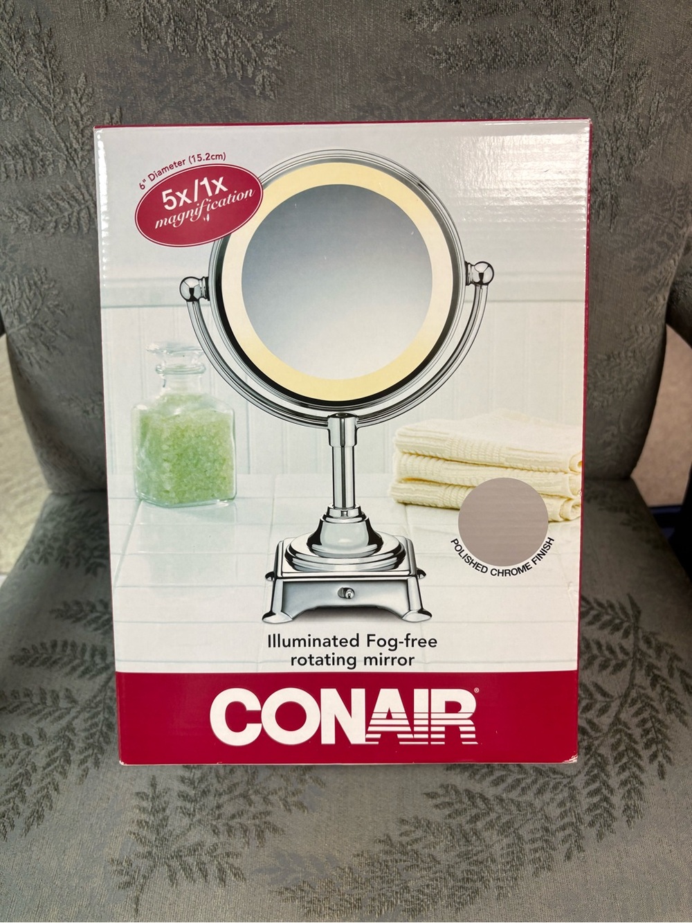 Conair Polished Chrome Illuminated Fog-Free Rotating Mirror - Silver